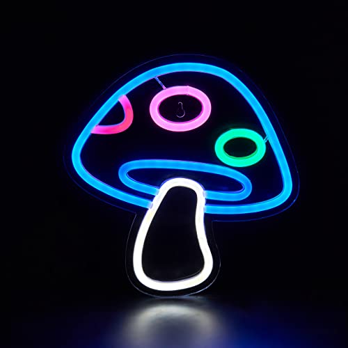 Image of LED Mushroom Neon Sign for Bedroom Room, Cute LED Neon Sign for Game Room & Bedroom Wall Decor, 3D Neon Lamp for Children, Girls, Boys, Safe Nightlight Gift Idea