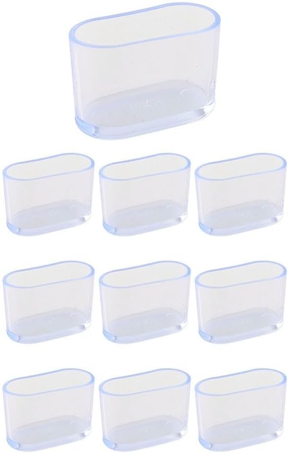 Oval Design Protective for Chairs and Tables Set of 10 Rubber Floor Protectors That Fit Most Furniture Types (Transparent 16x34mm)