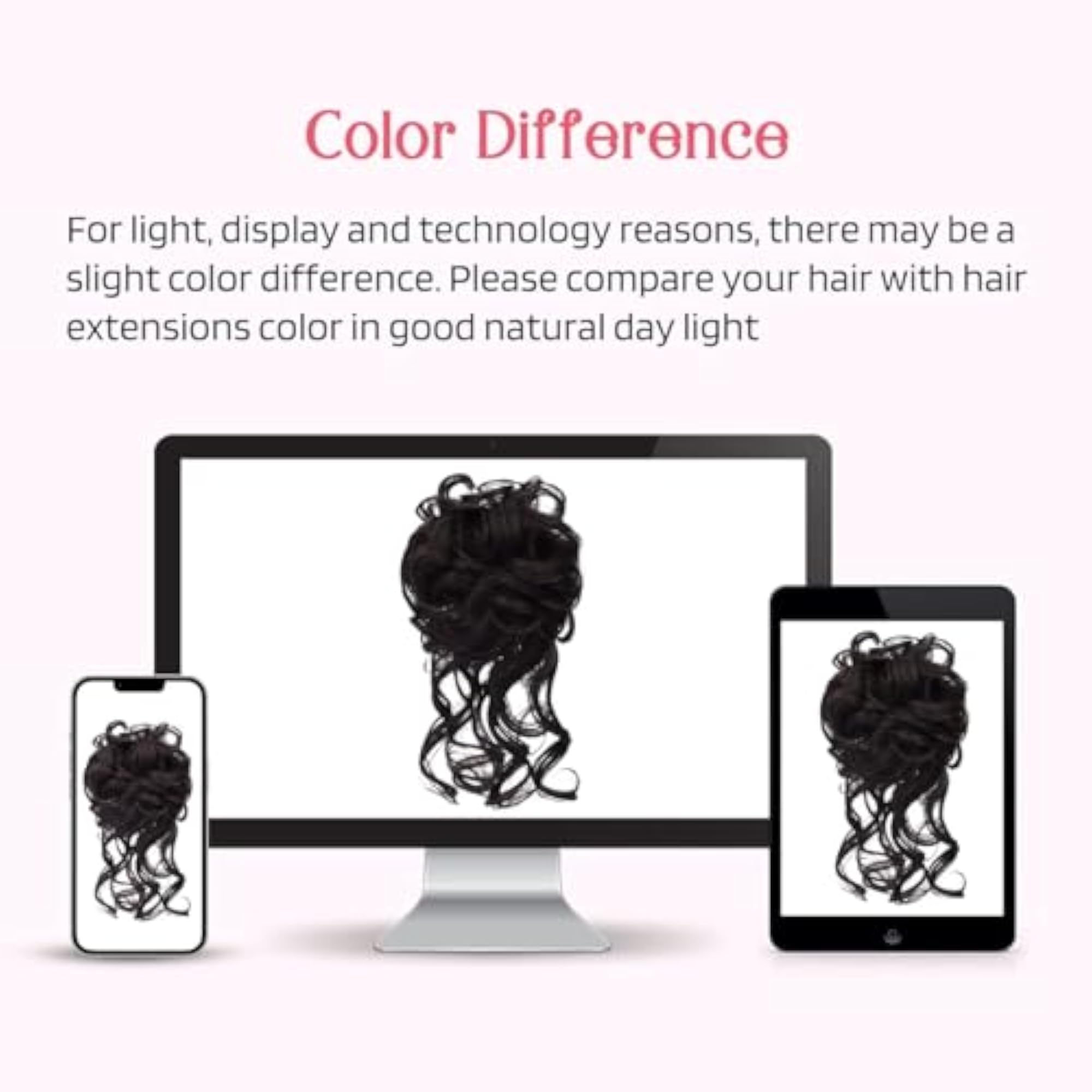 Fashionable Black Brown Synthetic Wavy Curly Scrunchies Set