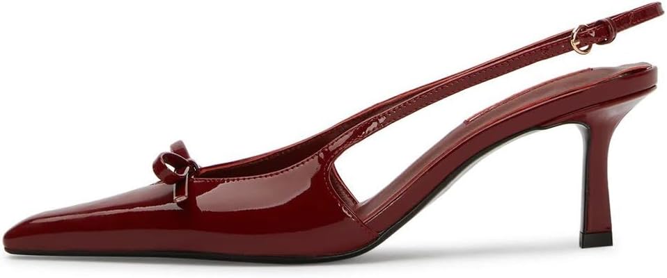 Mattiventon Slingback Heels for Women Kitten Heels Bow Ankle Strap Pointed Toe Heel Sexy Wedding Dress Party Pumps