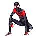 Produktbild LINLIN Spiderman Miles Morales Maske Bodysuit Schwarzer Spiderman Jumpsuit Zentai 3D-gedruckte Superhelden Halloween Cosplay Kostüme für Männer Kinder,Black-Kids XXL(145~155cm)