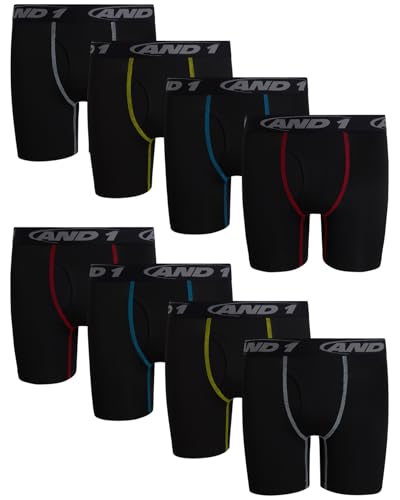 AND1 Boys Boxer Briefs - 8 Pack Performance Boys Underwear Boxer Briefs with Functional Fly Pouch, 5