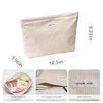 Wudygirl Travel Makeup Bag,Large Capacity Cosmetic Bag for Women,Corduroy Toiletry bag Handbags Purses Zipper pouch(Beige) - Image 3