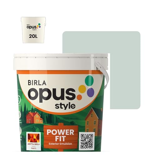 Image of Birla Opus Style Power Fit Exterior Emulsion Paint (20L, Chalky Green, Matte Finish) | Superior Whiteness & Brightness, Excellent Finish, Low VOC | 2 Yr Warranty | For Exterior, Outdoor Walls