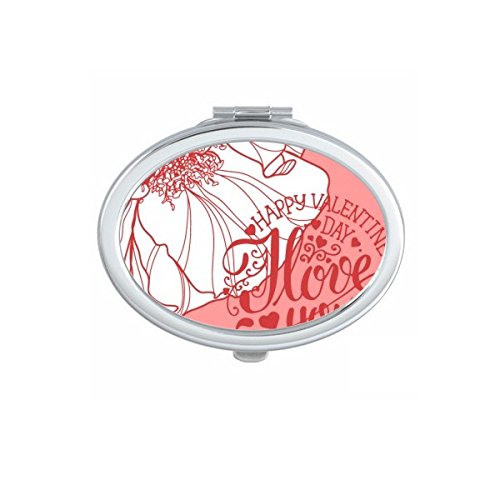 Miroir ovale compact avec motif rose de la Saint-Valentin pour sac à main