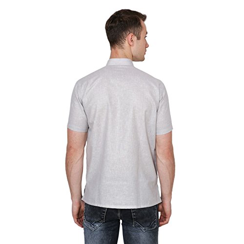 Kurta tradicional indio de algodón lino azul manga corta ropa 2