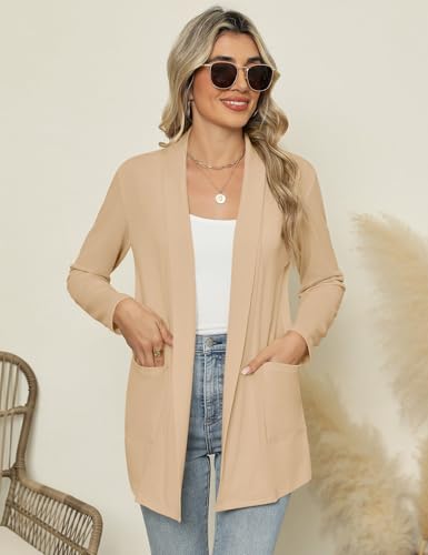 Image of Micoson Long Sleeve Lightweight Thin 2025 Summer Cardigan for Women Casual Loose Fit Kimono Cover Up with Pockets