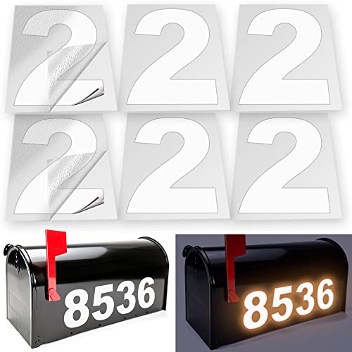 iSYFIX Reflective Vinyl Number 2 (Two) Stickers - 6 Pack 4 inch Self Adhesive - Premium Decal Die Cut & Pre-Spaced for Mailbox, Signs, Door, Cars, Trucks, Home, Business, Address Number, In & Outdoor