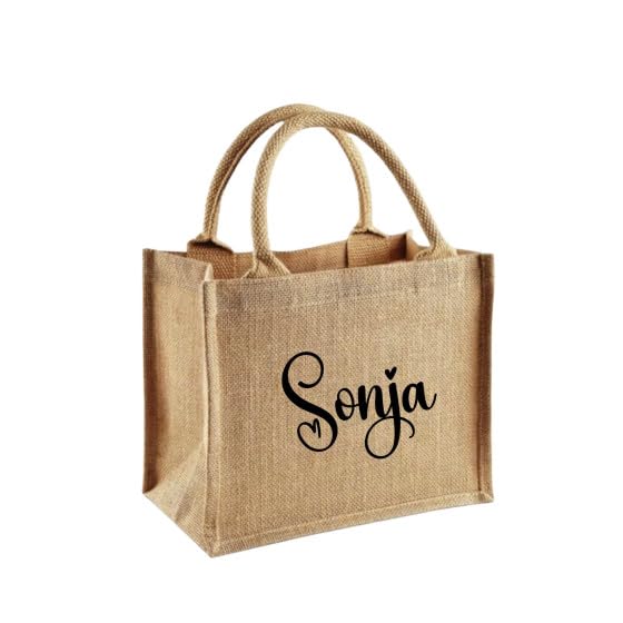Borsa In Iuta Personalizzata Con Stampa "Kollegin Mit Herz" – Regalo Per Collega, Spesa E Spiaggia, 35x30x14 Cm