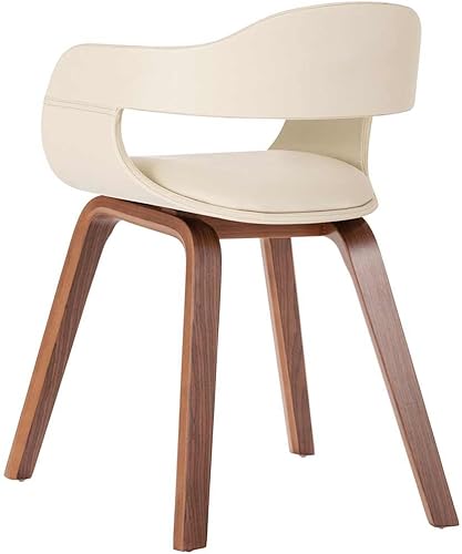 Miniatura 5 de Dining Chair with Faux Leather Seat, Solid Beech Wood Frame, 242.5 lb Capacity, Retro Modern Design for Kitchen, Dining Room and Living Space