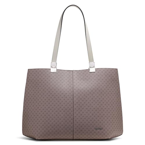 Image of Calvin Klein Women's Granite Geometric Tote Bag - Vegan Leather, Monogram, 3 Pockets