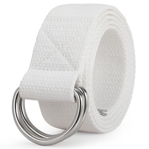 WHIPPY Mens Canvas Belt with Metal Double D-ring 1 1/2