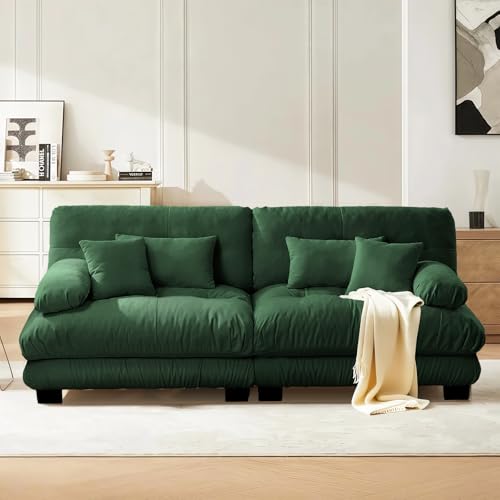 Image of SoarFlash Modern Living Room Velvet Recliner Sofa, Loveseat Sofa for Apartment, Solid Wood Frame, Easy to Install (94.4 inch,Green)