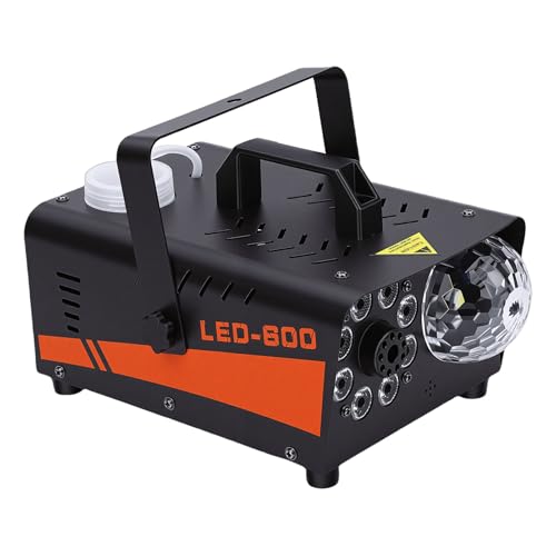 Máquina de humo de 600 W con luces y control remoto inalámbrico, 13 modos, enchufe estadounidense miniatura 3