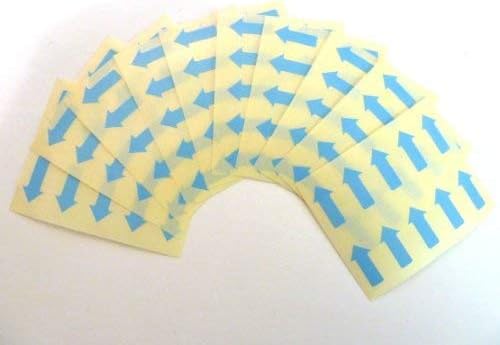 100 Labels, 20x10mm Arrow Shape, Light Blue, Removable/Low Tack Colour Code Stickers, Self-Adhesive Sticky Coloured Labels