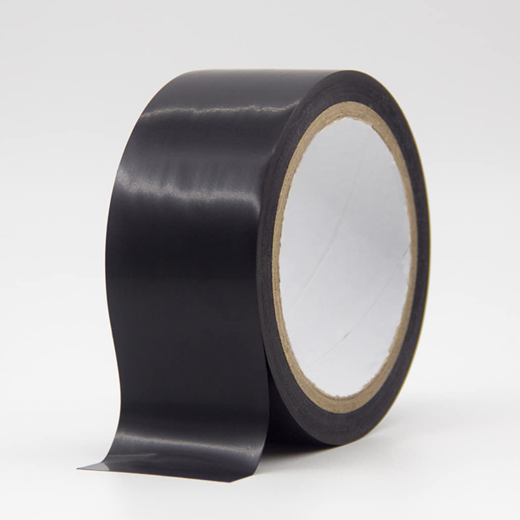Taśma odblaskowa ostrzegająca o zagrożeniach 48 mm x 18 m | Wielokolorowa taśma ostrzegawcza, mocny klej gumowy, winylowe PCV, do użytku w pomieszczeniach i na zewnątrz(Black)