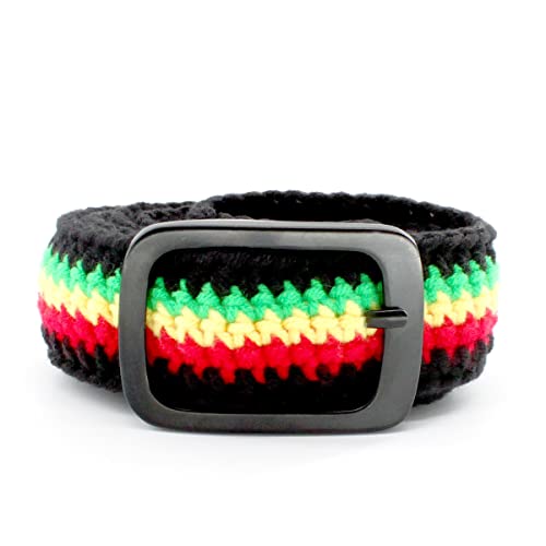 Hand Knitted Cotton Women's Belt With Black Zinc Alloy Buckle Jamaican Rasta Afro Caribbean3