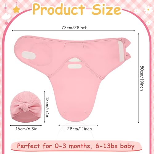Image of Ramede 6 Pack Swaddle Blanket with Hats for Baby Girl Boy 100% Cotton Swaddles 0-3 Months, Adjustable Breathable Skin Friendly Receiving Blanket Wrap, Essential for Newborns(Bow,Solid Color)