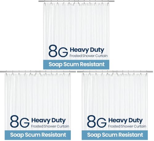 Image of LiBa Bathroom Shower Curtain Waterproof Plastic Shower Curtain Premium PEVA Non-Toxic with Rust Proof Grommets Frosted 8G Bathroom Accessories 72x72 (Pack of 3)