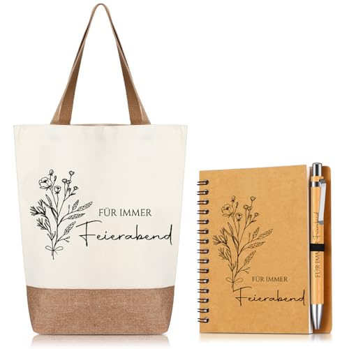 Hestya Bolsa de Yute, Regalo de Jubilación para Mujeres, Bolsa de Compras de Yute, Bolígrafo y Cuaderno, Regalo de Jubilación para Colegas, Despedida de Navidad