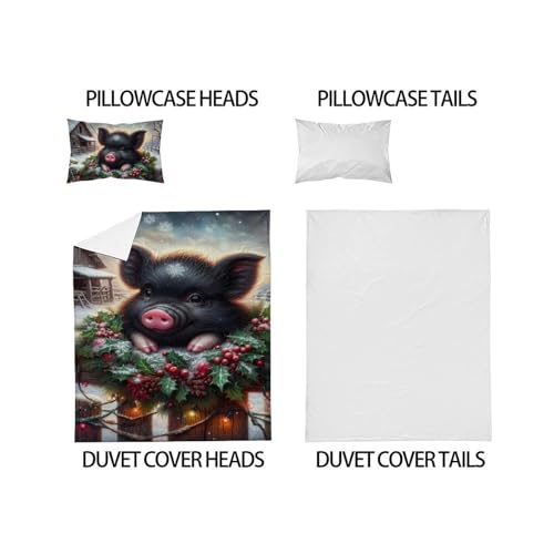 Housse de couette single sanglier microfibre avec taie 135x200cm - 5