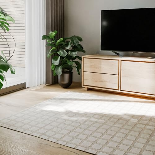 benuta Basic In- & Outdoor Teppich Kaleo - Beige 80x150 cm - Geometrische Muster - Wetterfest & UV-beständig für Balkon, Terrasse, Garten, Küchenteppich & Wohnzimmerteppich - Leicht zu Reinigen