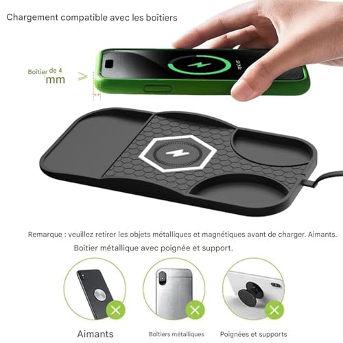Cargador inalámbrico de coche 15W con base de silicona antideslizante para salpicadero de sedán 5