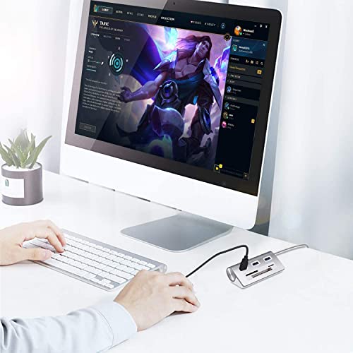 Rybozen Aluminum 6-In-1 Usb 3.0 Hub, Powered Usb Hub With Cf/Sd/Tf Card Port, Card Reader Hub For Mac Pro, Imac, Macbook, Laptop And Desktop Pc #TOP6