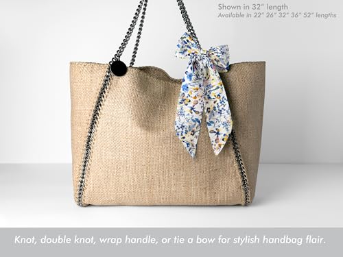 Liberty London Scarf - Choose Length - Watercolor Blue Floral Skinny Scarf Tie Headband, Handbag/Purse flair - Tana Lawn Cotton, Felda3