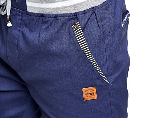 Justsun Mens Shorts Casual Classic Fit Cotton Summer Beach Shorts With Elastic Waist And Pockets Blue Medium #TOP3