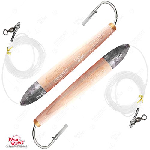 5Pcs Fish Wow! 6" Fishing Cedar Plugs Rigged Tuna Mahi Trolling Wood Lure #TOP2