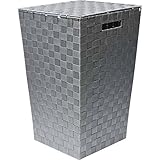Hayrets Wäschekorb mit Deckel, Wäschesammler-Wäschesortierer mit 48L Füllmenge, Wäschebox-Wäschetonne mit seitlichen Tragegriffen, Wäschekörbe für Bade-, Schlaf-, Kinderzimmer (grau)