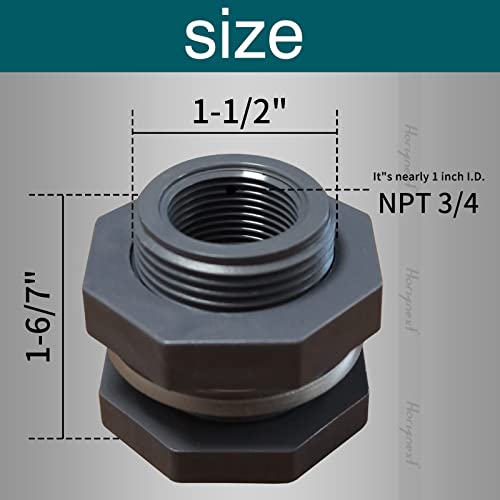 Horiznext Npt3/4 Pvc Bulkhead Fitting, Plastic Pipe Connector For Rain Barrel Garden Hose Adapter Spigot Kit Water Tank Gallon Drain Bucket (Pack Of 4 Pcs) #TOP1