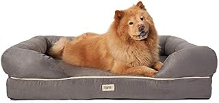 SCM Orthopedic Dog Bed Lounge Sofa - 100% Suede Removable Cover - 10cm Mattress Memory Foam Premium Prestige Edition - Ultimate Dog Bed for Large Dogs