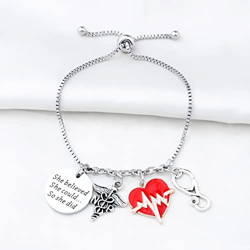 PLITI Nurse Practitioner Bracelet NP Gift Nurse Preceptor Graduation Gift She Believed She Could So She Did Bangle 6