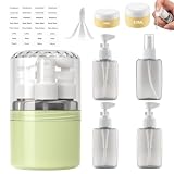 4-in-1 Reiseflaschen Zum Befüllen mit 2 Cremedosen Set, Reise Gadgets Flugzeug 50ml pumpspender Mit Etikettenaufklebern, Travel essentials reiseset Stabil Wasserdicht Auslaufsicher für Reise Büro