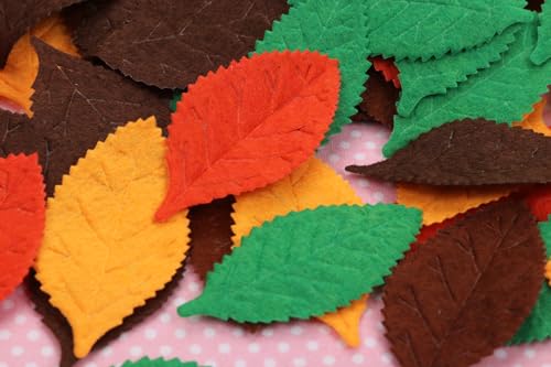 Image of YYCRAFT Pack of 200PCS Felt Autumn Leaf St. Patrick's Day Appliques /Craft,5 Colors
