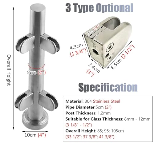 Poteau de garde-corps inox pour panneau bois 8 à 12 mm balcon