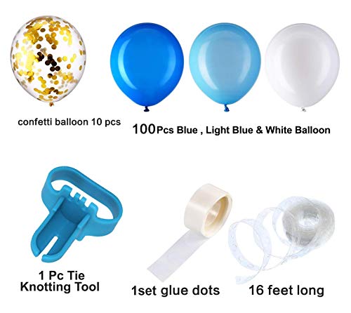 Image of Party Propz Blue White balloons Garland Arch Kit Decoration - 113Pcs for Boys Happy Birthday Balloon Decorations /Blue Balloons for Decoration /Metallic Balloons for Birthday Decoration /Ballon Packet