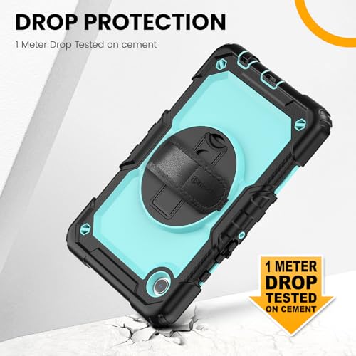 Timecity Case for Samsung Galaxy Tab A9 Case 8.7 inch 2023 (SM-X110/X115/X117), Shockproof Sturdy Protection Case with Screen Protector, 360° Rotating Stand, Handle/Shoulder Strap- Light Blue by timecity - Used condition - Image 3