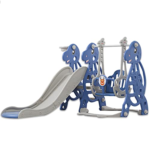 Froadp 4 en 1 Toboggan pour Enfants Toboggan Autoportant Jouet avec Panier de Basket et Balançoire for Indoor et Outdoor Enfants Toboggan de Jardin en...