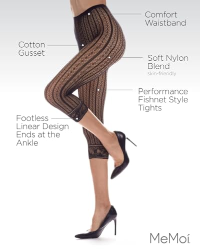 Image of MeMoi Fishnet Tights, Ankle Tights, Women's Pantyhose, Great for Flats, Boots, or Heels