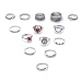 Edtoy 1 set of 14pcs Alloy European and American Bohemian Style Women's Turquoise Rings