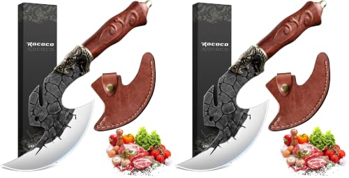 Image of ROCOCO Viking Cleaver Knife Birthday - Kitchen Axe & Sheath Father Gift Men (Pack of 2)