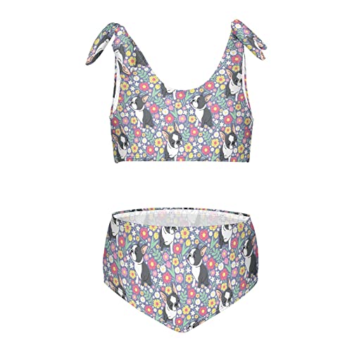 Image of Cute Pugs Flowers Butterflies Girls Bikini Sets 2 Piece Swimsuits Bathing Suit Swimwear