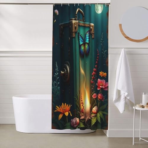 Rideau de douche imprimé papillons 152x183cm lavable en machine - 7