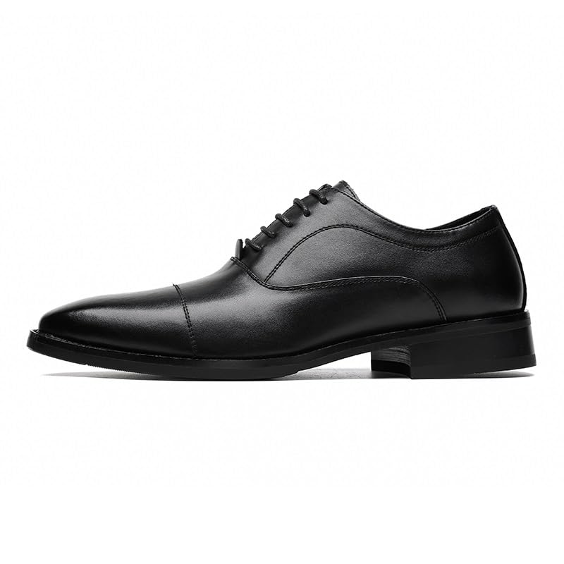 Formal Shoes for Men Lace Up Round Toe Leather Cap Toe Oxford Shoes Anti-Slip Low Top Slip Resistant Rubber Sole Non Slip Wedding2