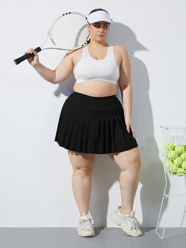 Moon Wood Women's Plus Size Pleated Tennis Skirt- Girls High Waist Athletic Golf Skirts with Shorts4