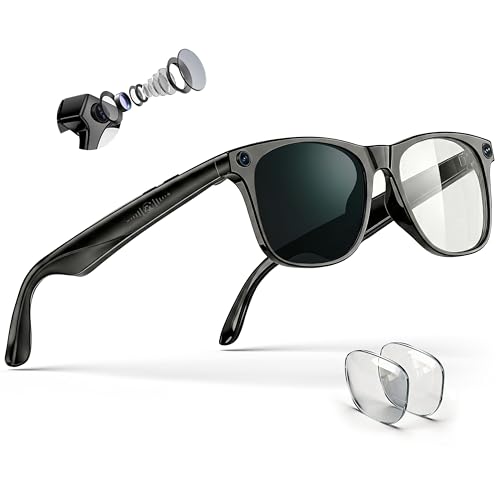 EarlySincere AI Smart Glasses with 4K Camera & ChatGPT Photochromic Transition Lenses + Extra Blue Light Real-time Translator & Meeting Minutes Voice Control Smart Wearable