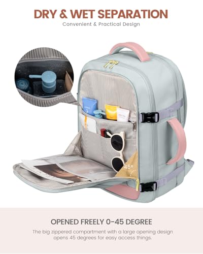 Image of LOVEVOOK 50L Travel Backpack for Women Flight Approved, Carry on Backpack for Airplanes, TSA Personal Item Travel Bag, Waterproof 18 Inch Laptop Backpack, Business Weekender Overnight Daypack, 4Pcs